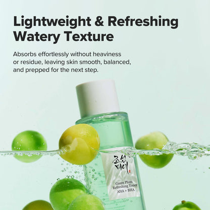 Beauty of Joseon Green Plum AHA BHA Toner - Refreshing Facial Essence Moisturizer, Mild Exfoliating Salicylic Acid for All Skin Types, Korean Skin Care for Men Women 150ml