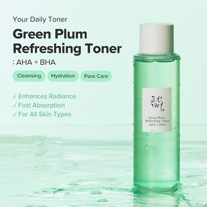 Beauty of Joseon Green Plum AHA BHA Toner - Refreshing Facial Essence Moisturizer, Mild Exfoliating Salicylic Acid for All Skin Types, Korean Skin Care for Men Women 150ml