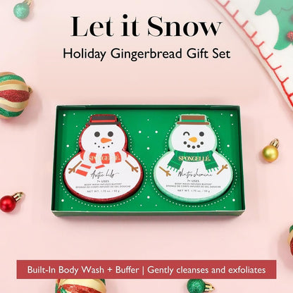 Spongellé Snowpeople Gift Set Body Wash Infused Buffers – Let It Snow