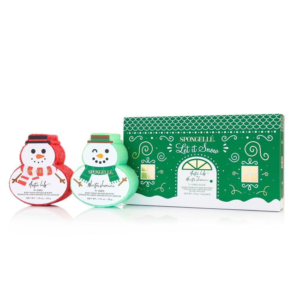 Spongellé Snowpeople Gift Set Body Wash Infused Buffers – Let It Snow - görsel 1