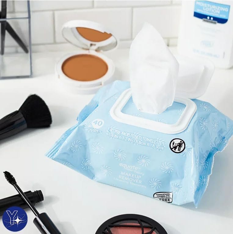 Equate Beauty Makeup Remover Cleansing Towelettes - 80 Count (2 Pack) with Makeup Sponge Avelisse