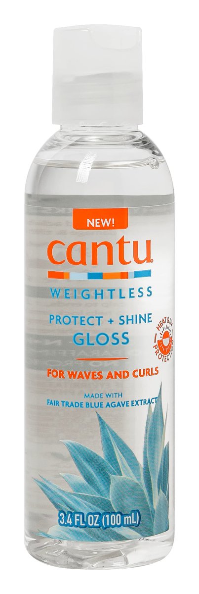 Cantu Weightless Protect + Shine Gloss - 3.4 Fl Oz (100ml) - Alcohol-Free Hair Shine Spray for Curly, Natural, and Protective Styles