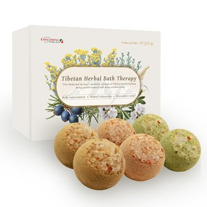CheezhengHimalaya Tibetan Herbal Bath Therapy – Bath Bomb Gift Set, 6 Pack, Five Medicinal Nectars, Relaxing & Revitalizing Avelisse