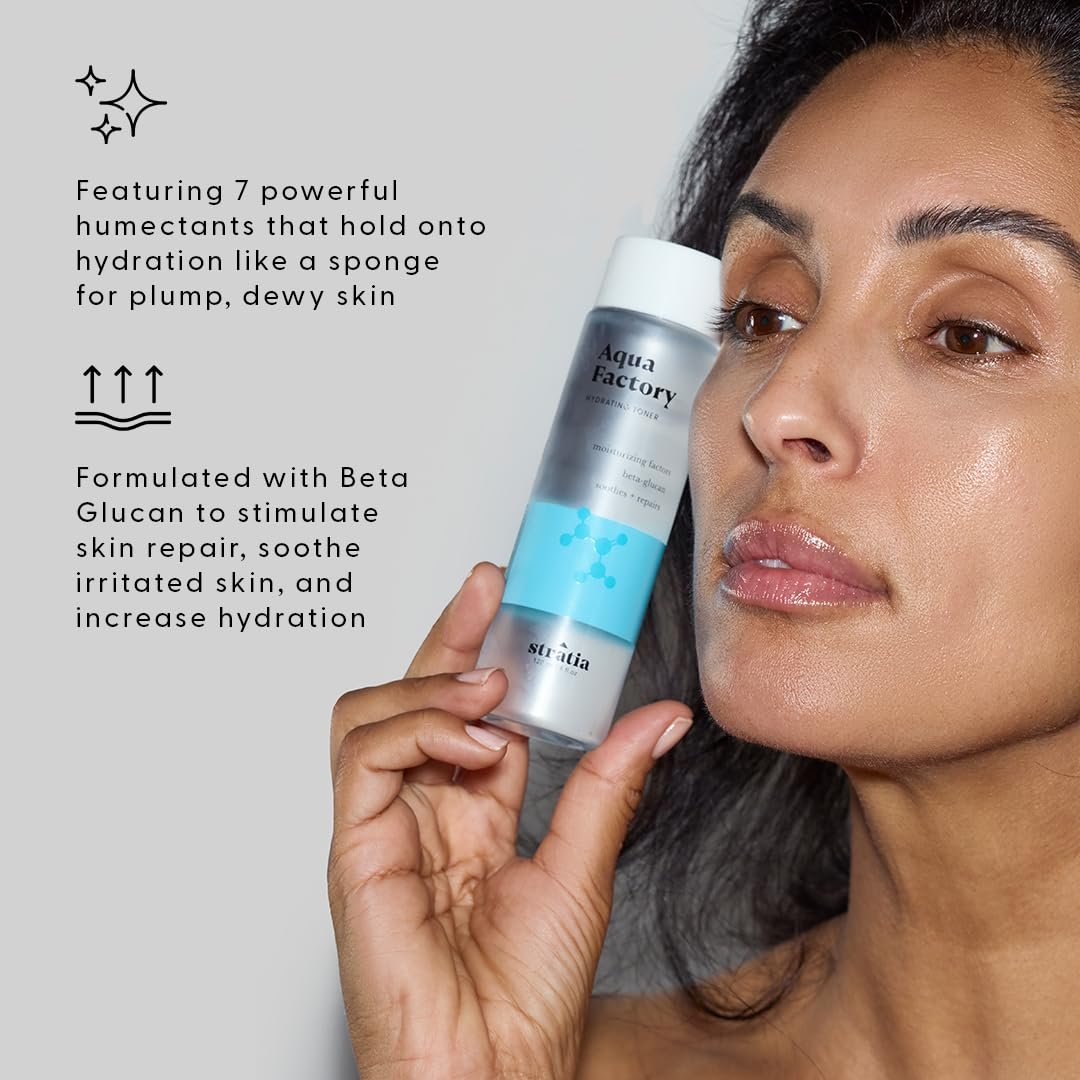 Stratia Aqua Factory Hydrating Toner with Beta Glucan – 7 Moisturizing Factors for Barrier Repair, Nourishing Dry & Sensitive Skin, 4 oz Avelisse