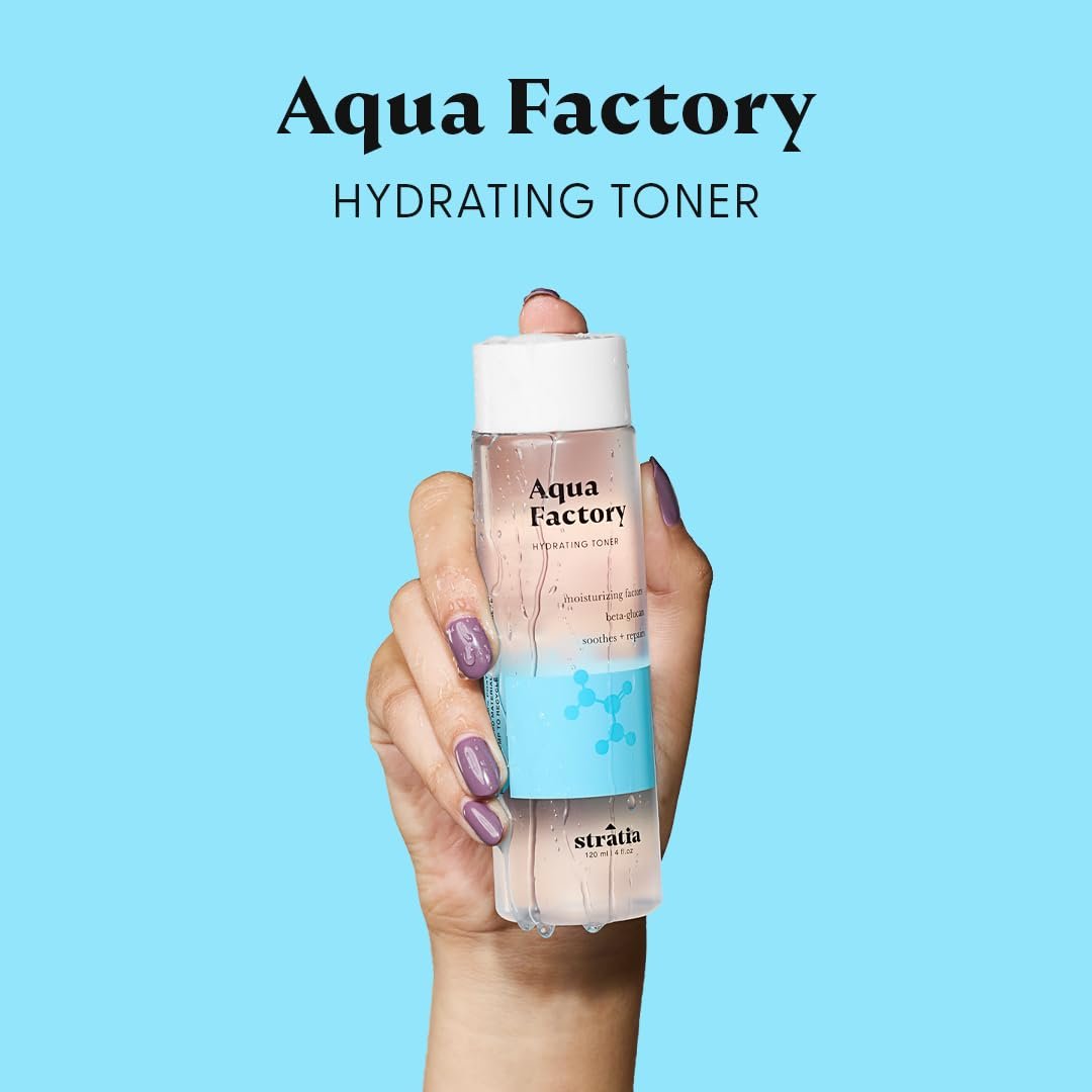 Stratia Aqua Factory Hydrating Toner with Beta Glucan – 7 Moisturizing Factors for Barrier Repair, Nourishing Dry & Sensitive Skin, 4 oz Avelisse
