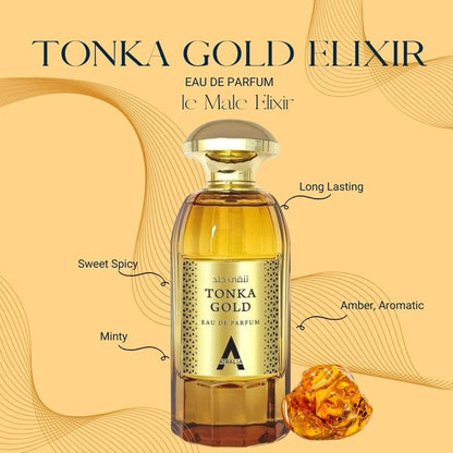 Atralia Tonka Gold Eau De Parfum Unisex 100ml 3.4oz - Long Lasting Cognac, Cinnamon & Plum Fragrance Avelisse