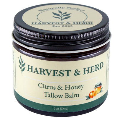 Harvest & Herd Citrus & Honey Tallow Balm - Organic Skin Nutrition with Olive Oil, Raw Manuka Honey, Beeswax, Royal Jelly and Signature Essential Oil Blend (2oz 60ml) Avelisse