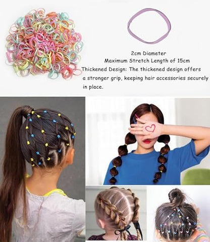 HXIELEC 50 Pcs Colorful Elastic Hair Bands Set with 2 Mini Scissors - No Damage Hair Ties for Toddlers, Girls, and Women Avelisse