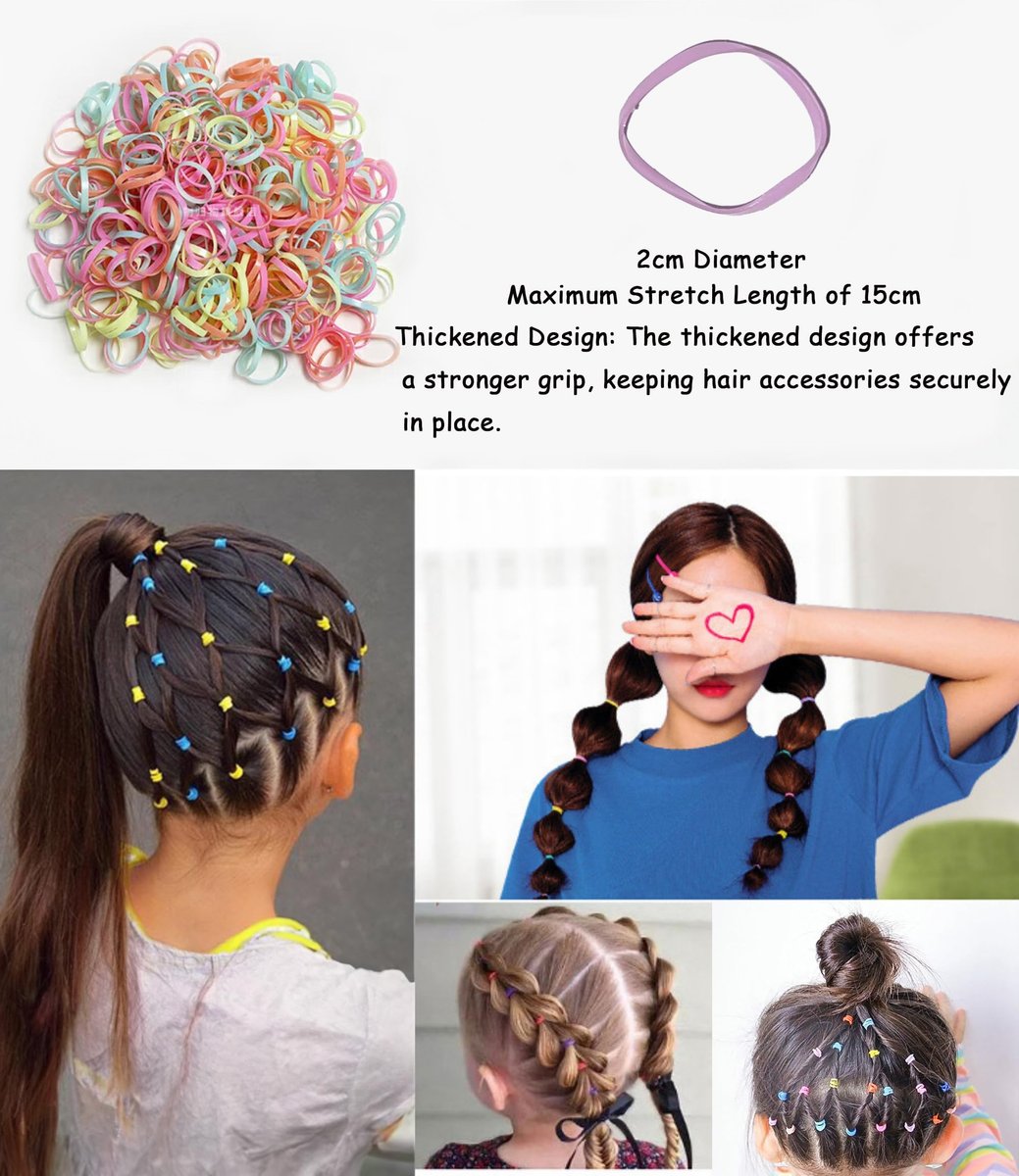 HXIELEC 50 Pcs Colorful Elastic Hair Bands Set with 2 Mini Scissors - No Damage Hair Ties for Toddlers, Girls, and Women Avelisse