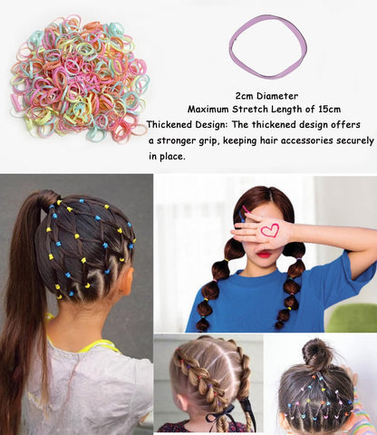 HXIELEC 50 Pcs Colorful Elastic Hair Bands Set with 2 Mini Scissors - No Damage Hair Ties for Toddlers, Girls, and Women Avelisse