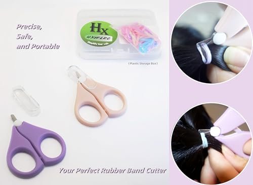 HXIELEC 50 Pcs Colorful Elastic Hair Bands Set with 2 Mini Scissors - No Damage Hair Ties for Toddlers, Girls, and Women Avelisse