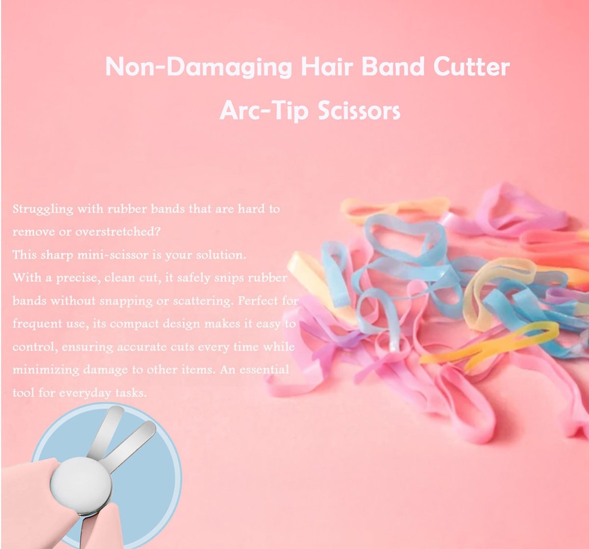 HXIELEC 50 Pcs Colorful Elastic Hair Bands Set with 2 Mini Scissors - No Damage Hair Ties for Toddlers, Girls, and Women Avelisse