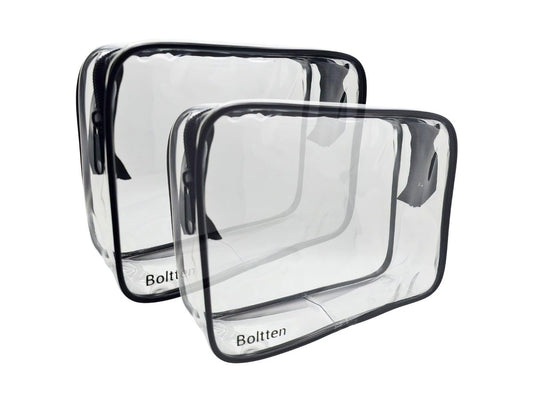Boltten TSA Approved Clear Toiletry Bag 2-Pack - Quart Size Travel Cosmetic & Makeup Bags for Carry-On Airport Compliance Avelisse