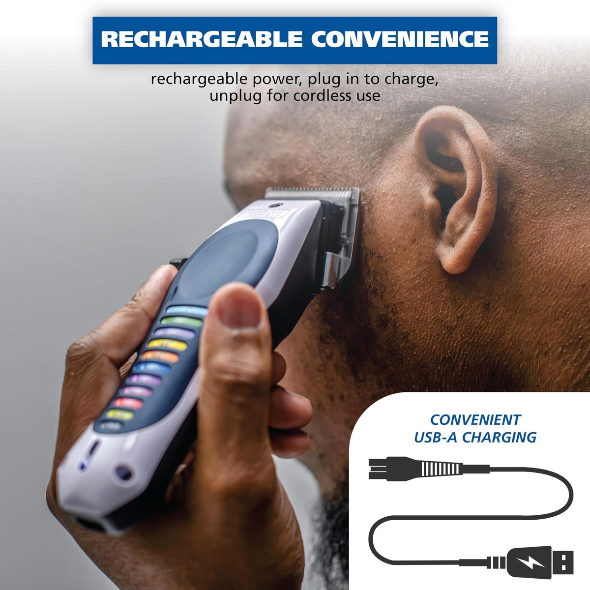 Wahl Lithium Ion Color Pro Rechargeable Cordless Hair Clippers for Men - Smart Charge Technology, Battery Hair Trimmer for At-Home Haircutting & Touch Ups - Model 3026594 (White) Avelisse