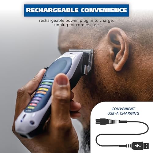Wahl Lithium Ion Color Pro Rechargeable Cordless Hair Clippers for Men - Smart Charge Technology, Battery Hair Trimmer for At-Home Haircutting & Touch Ups - Model 3026594 (White) Avelisse