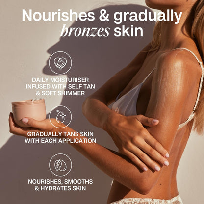 Bali Body Gradual Tanning Butter - Natural, Streak-Free Self Tanner for Buildable Glow, Cruelty-Free & Non-Toxic (200 ml / 6.76 fl oz) Avelisse