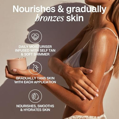 Bali Body Gradual Tanning Butter - Natural, Streak-Free Self Tanner for Buildable Glow, Cruelty-Free & Non-Toxic (200 ml / 6.76 fl oz) Avelisse