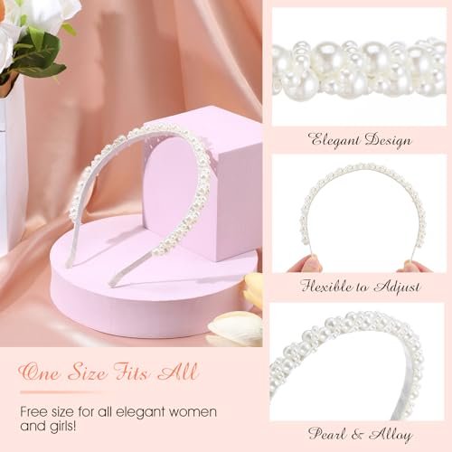 LLOUSSAK Pearl Headband for Girls and Women – Subtle Elegance Hair Hoop for Wedding, Birthday Party, Photography - görsel 6