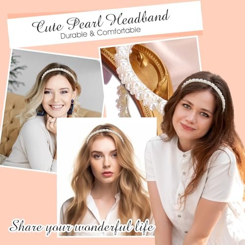 LLOUSSAK Pearl Headband for Girls and Women – Subtle Elegance Hair Hoop for Wedding, Birthday Party, Photography - görsel 10
