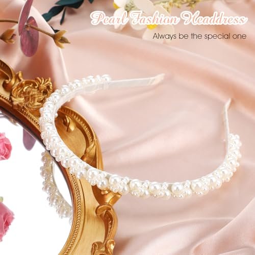 LLOUSSAK Pearl Headband for Girls and Women – Subtle Elegance Hair Hoop for Wedding, Birthday Party, Photography - görsel 8