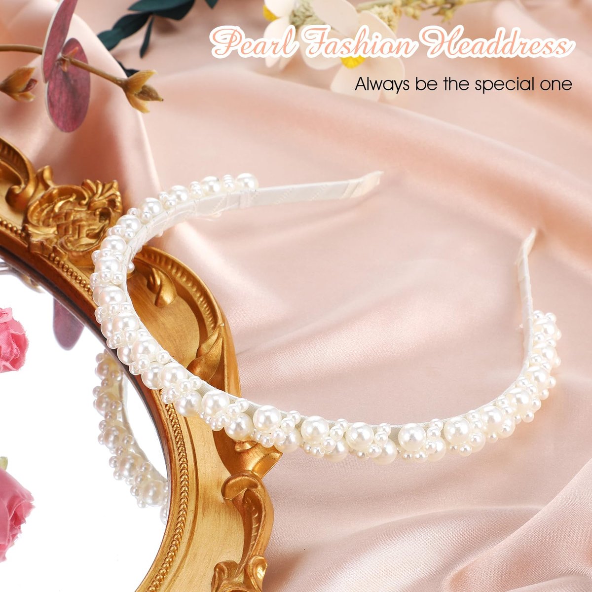LLOUSSAK Pearl Headband for Girls and Women – Subtle Elegance Hair Hoop for Wedding, Birthday Party, Photography - görsel 7