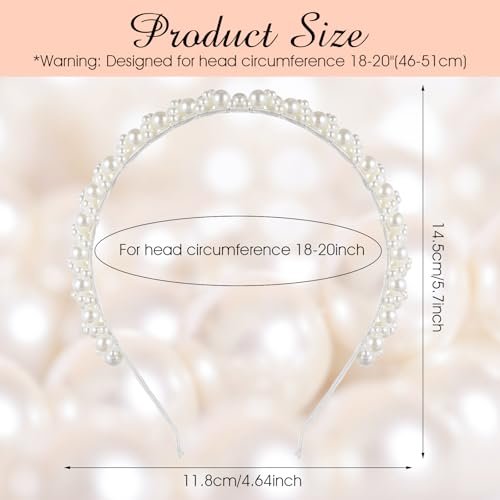 LLOUSSAK Pearl Headband for Girls and Women – Subtle Elegance Hair Hoop for Wedding, Birthday Party, Photography - görsel 4