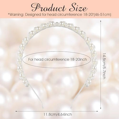 LLOUSSAK Pearl Headband for Girls and Women – Subtle Elegance Hair Hoop for Wedding, Birthday Party, Photography