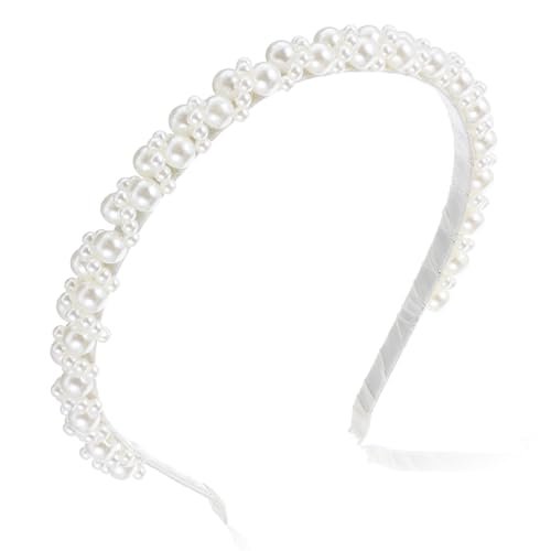 LLOUSSAK Pearl Headband for Girls and Women – Subtle Elegance Hair Hoop for Wedding, Birthday Party, Photography - görsel 2