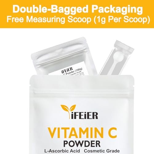 iFEiER Vitamin C Powder for Face - 100g (3.53oz) Cosmetic Grade Pure L-Ascorbic Acid VC Powder for DIY Serum, Creams & Skin Care - görsel 8