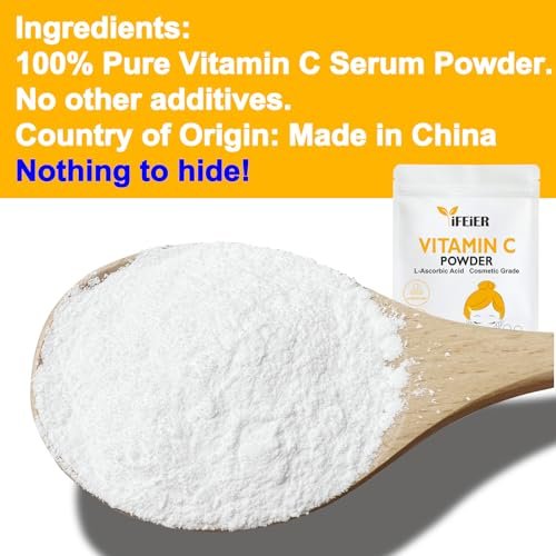 iFEiER Vitamin C Powder for Face - 100g (3.53oz) Cosmetic Grade Pure L-Ascorbic Acid VC Powder for DIY Serum, Creams & Skin Care - görsel 4