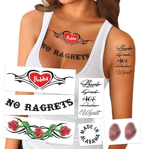 Female White Trash Temporary Tattoos - Easy Halloween Costume Accessory, Hillbilly Style