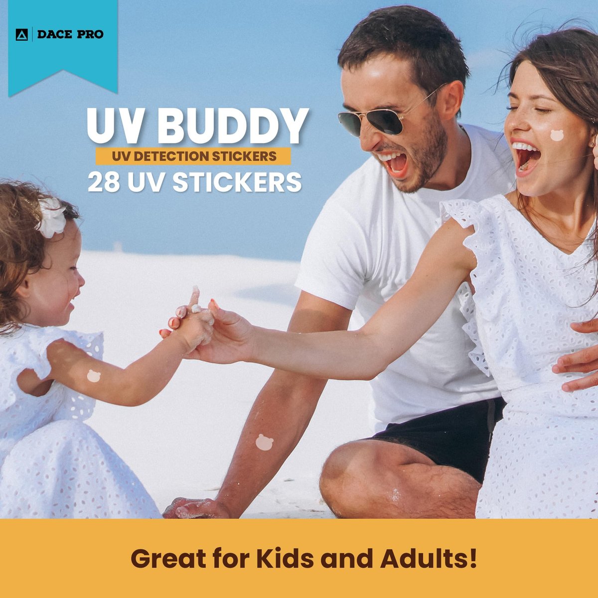 UV Buddy 28 Pack Bear Shaped UV Detection Stickers for Sunscreen – Fun Kid Friendly Sun Protection Reminder for Parents Adults, Waterproof Sunscreen Patch UV Patch Sunblock Stickers for Reapplying Avelisse
