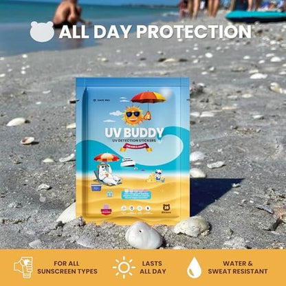 UV Buddy 28 Pack Bear Shaped UV Detection Stickers for Sunscreen – Fun Kid Friendly Sun Protection Reminder for Parents Adults, Waterproof Sunscreen Patch UV Patch Sunblock Stickers for Reapplying Avelisse