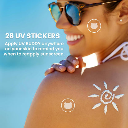 UV Buddy 28 Pack Bear Shaped UV Detection Stickers for Sunscreen – Fun Kid Friendly Sun Protection Reminder for Parents Adults, Waterproof Sunscreen Patch UV Patch Sunblock Stickers for Reapplying Avelisse