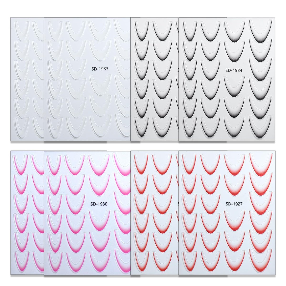 Jremg 3D French Tip Nail Stickers Kit - Reusable Self-Adhesive Nail Art Decals with Geometric Patterns, DIY Manicure Designs for Women, 10 Sheets Easy Apply Salon-Quality Avelisse