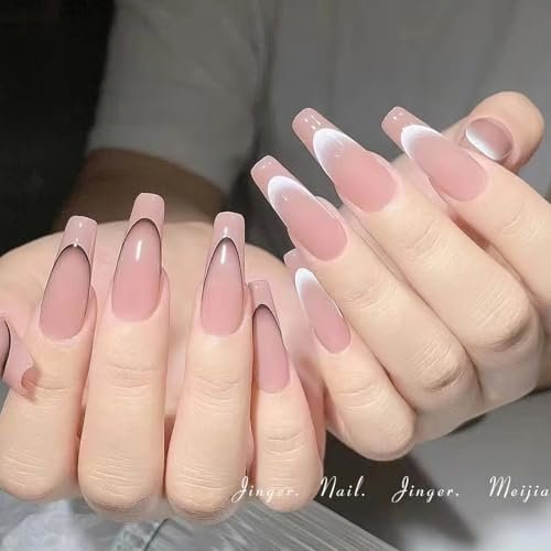 Jremg 3D French Tip Nail Stickers Kit - Reusable Self-Adhesive Nail Art Decals with Geometric Patterns, DIY Manicure Designs for Women, 10 Sheets Easy Apply Salon-Quality Avelisse