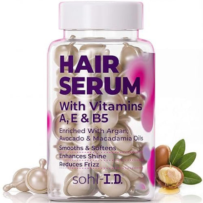 sohl-I.D. Hair Serum for Frizzy Hair – Smooth & Shine Capsules for Dry, Damaged & Curly Hair Avelisse