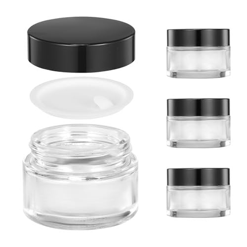 ZIYIZE 4 Pack Clear Small Glass Jars with Lids and Inner Liners - 30 ml Reusable Containers for Creams, Lotion, Cosmetic, Spice, Powder - görsel 2