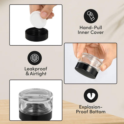 ZIYIZE 4 Pack Clear Small Glass Jars with Lids and Inner Liners - 30 ml Reusable Containers for Creams, Lotion, Cosmetic, Spice, Powder