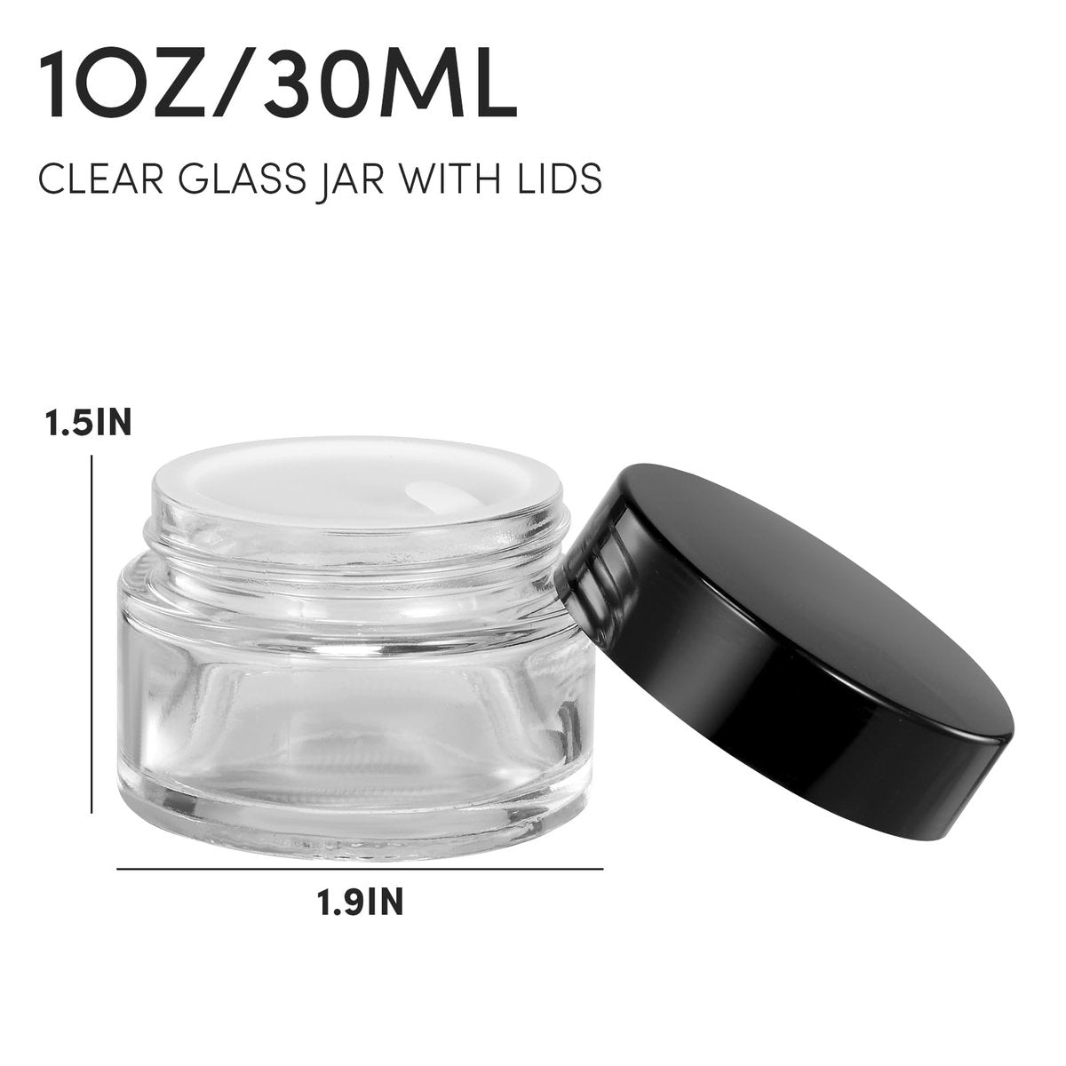 ZIYIZE 4 Pack Clear Small Glass Jars with Lids and Inner Liners - 30 ml Reusable Containers for Creams, Lotion, Cosmetic, Spice, Powder - görsel 3