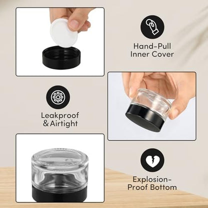 ZIYIZE 4 Pack Clear Small Glass Jars with Lids and Inner Liners - 30 ml Reusable Containers for Creams, Lotion, Cosmetic, Spice, Powder
