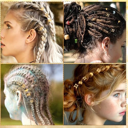 40pcs Gold Hair Cuffs Charms Rings for Braids - Adjustable Loc Jewelry Dreadlocks Braid Clips Decorations for Black Women Men