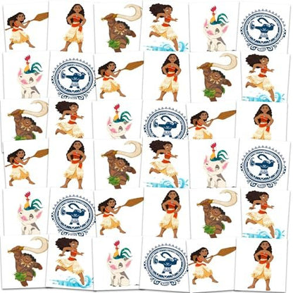 Disney Moana Temporary Tattoos Party Favors Bundle – 72 Perforated 2" x 2" Tattoos for Kids