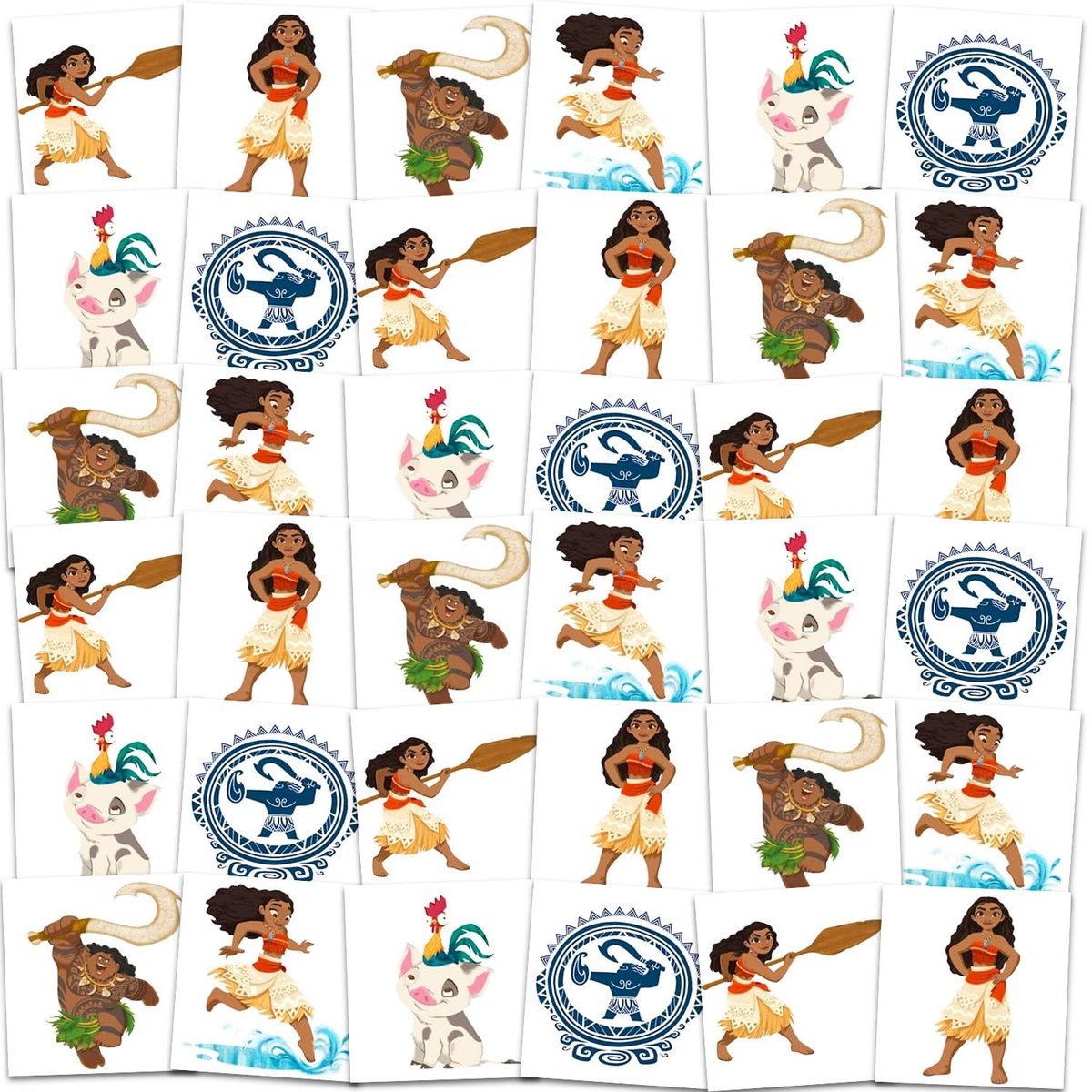 Disney Moana Temporary Tattoos Party Favors Bundle – 72 Perforated 2" x 2" Tattoos for Kids - görsel 3