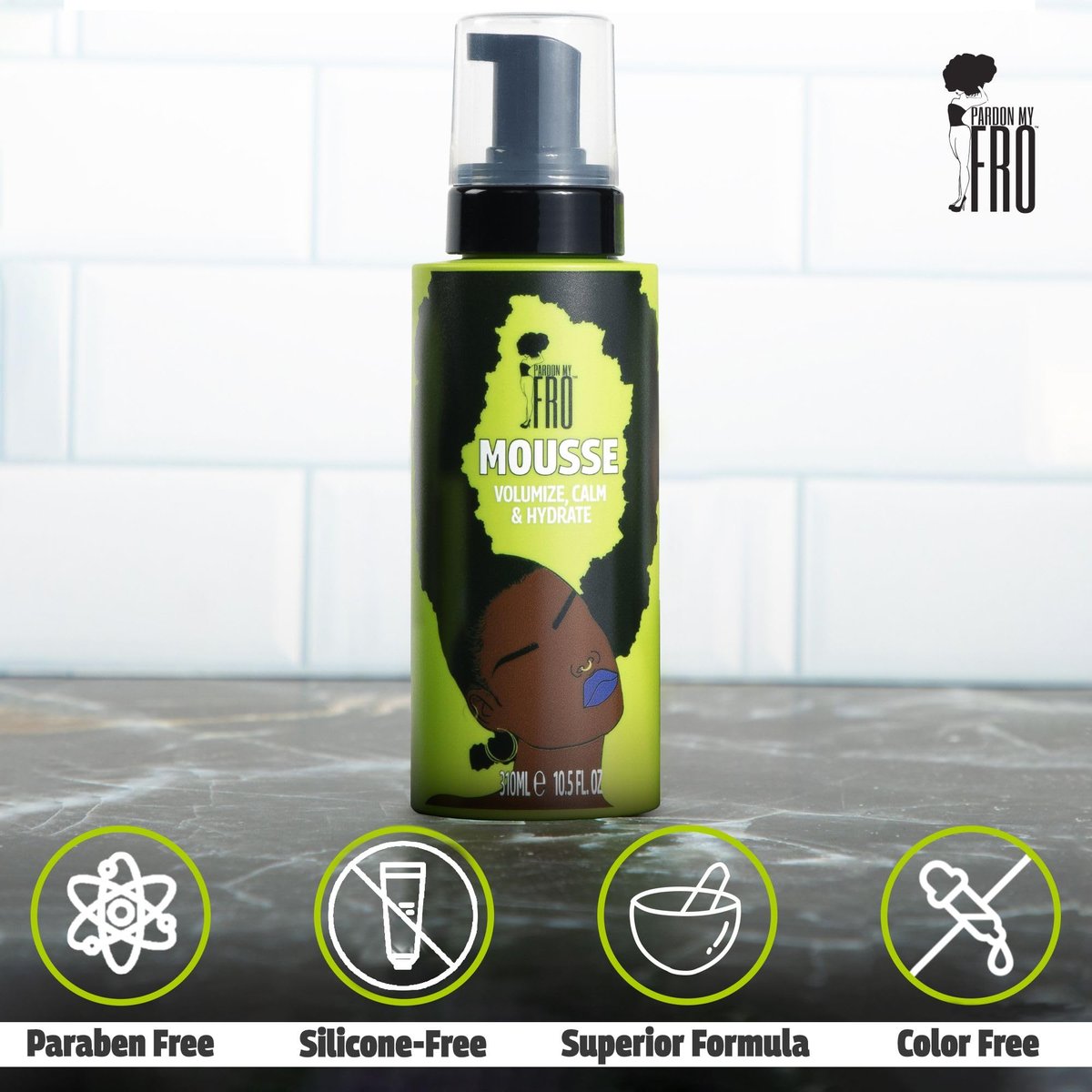 Pardon My Fro Hair Mousse - Lightweight Styling Foam for Curly Hair, Volumizing & Frizz Control, 10.5 fl oz Avelisse