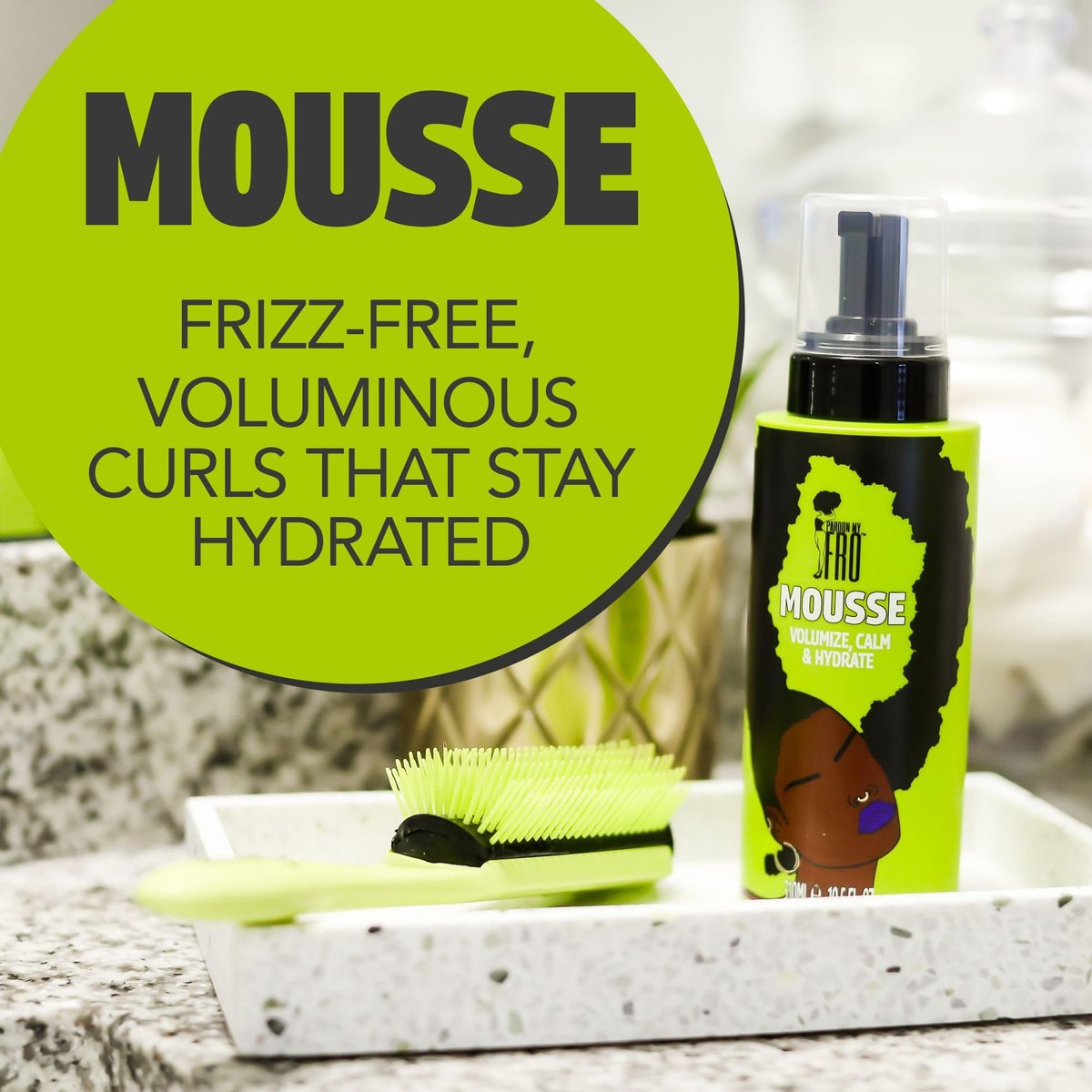 Pardon My Fro Hair Mousse - Lightweight Styling Foam for Curly Hair, Volumizing & Frizz Control, 10.5 fl oz Avelisse