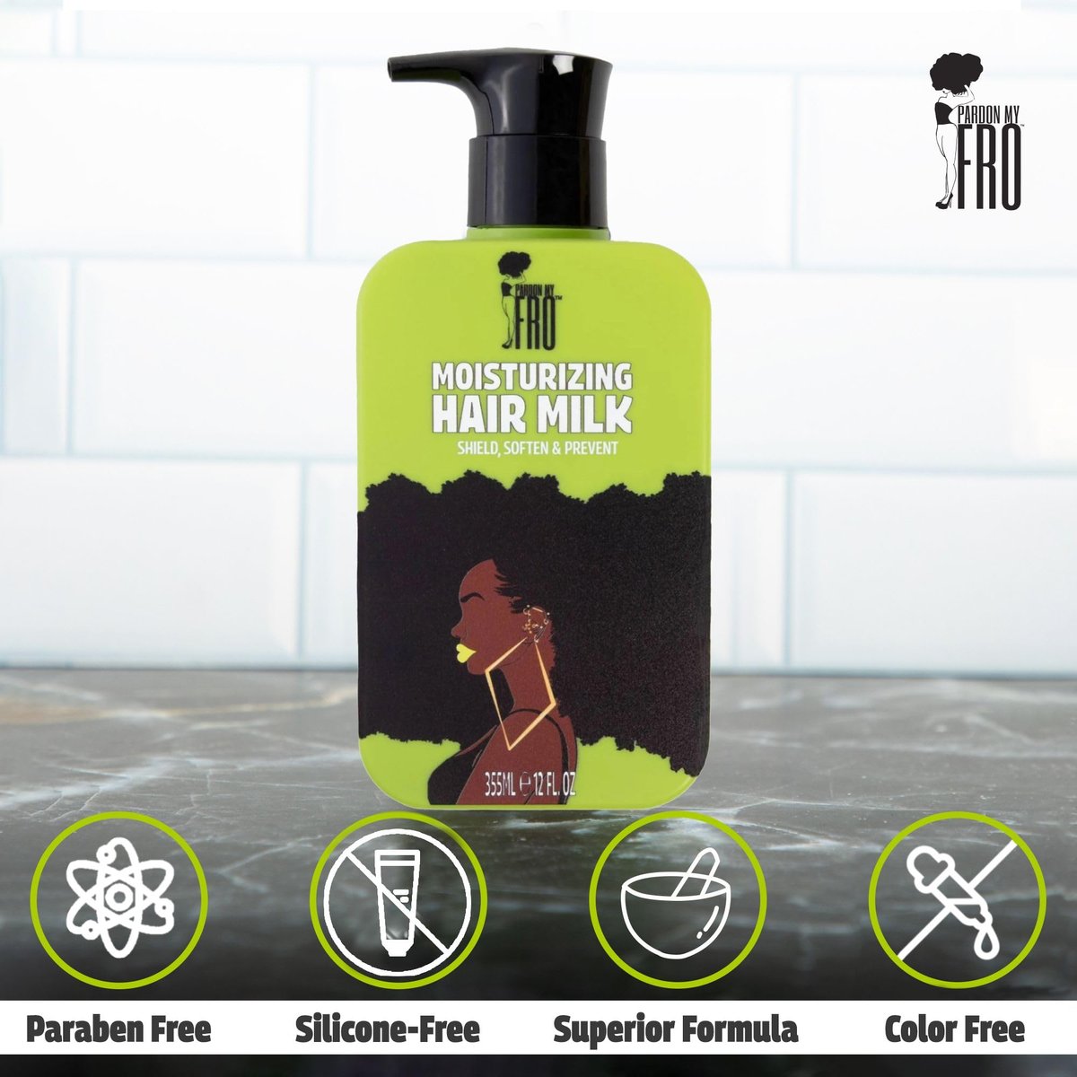 Pardon My Fro Moisturizing Hair Milk - Hydrating Leave-In Conditioner for Curly, Kinky & Coily Hair, Frizz Control, Detangles, Softens Curls, Improves Manageability, Lightweight Formula - 12 fl oz Avelisse