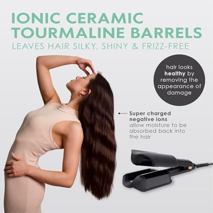 MINT Double Barrel Mermaid Hair Waver for Long Hair – Ionic Deep Waver Tool for Volume & Large Beach Waves, Wave Crimper with Adjustable Temperature Avelisse