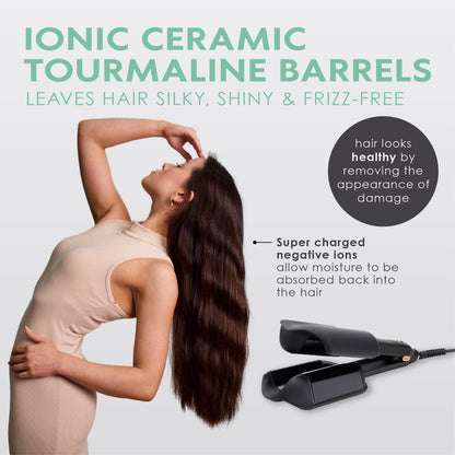 MINT Double Barrel Mermaid Hair Waver for Long Hair – Ionic Deep Waver Tool for Volume & Large Beach Waves, Wave Crimper with Adjustable Temperature Avelisse