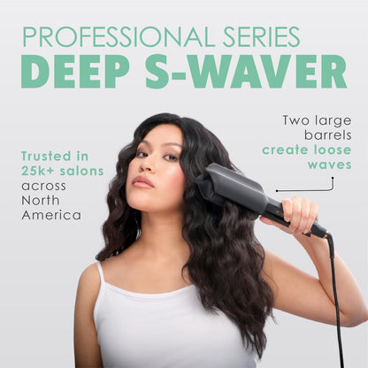 MINT Double Barrel Mermaid Hair Waver for Long Hair – Ionic Deep Waver Tool for Volume & Large Beach Waves, Wave Crimper with Adjustable Temperature Avelisse